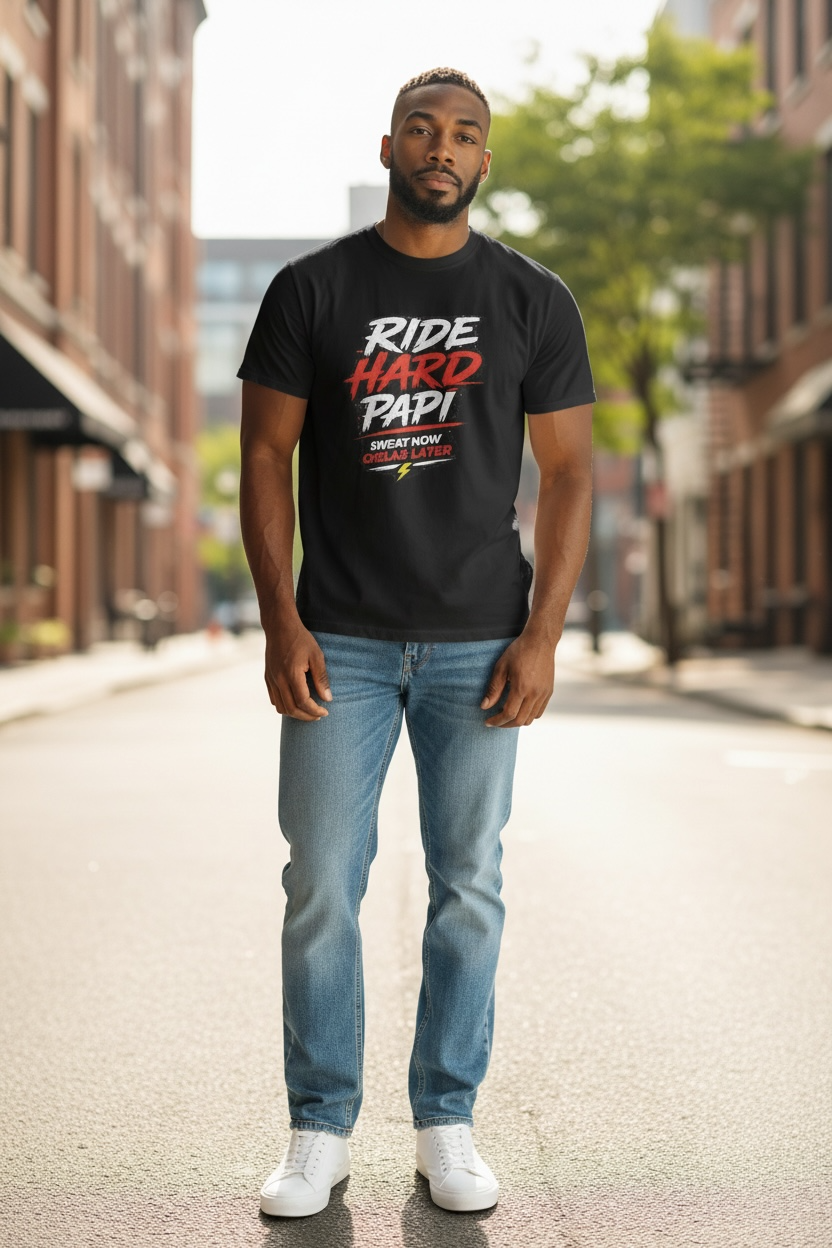 Ride Hard Papi – Cycling Performance Tee
