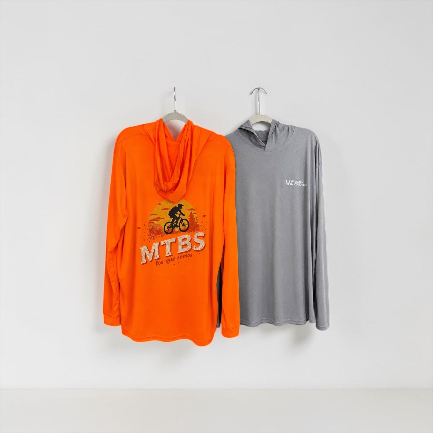 Custom hooded performance shirts — $22 each, 12 minimum.